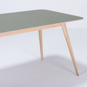 Table Viggo Chêne partiellement massif / Linoléum - Vert olive / Chêne - 180 x 90 cm