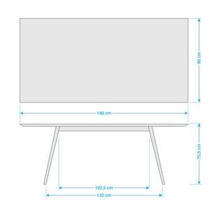 Table Viggo Chêne partiellement massif / Linoléum - Bleu pétrole / Chêne - 180 x 90 cm