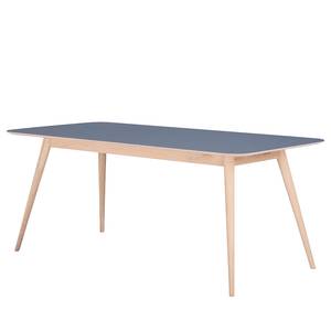 Table Viggo Chêne partiellement massif / Linoléum - Bleu pétrole / Chêne - 180 x 90 cm
