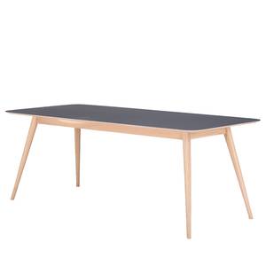 Table Viggo Chêne partiellement massif / Linoléum - Anthracite / Chêne - 200 x 90 cm