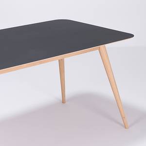 Table Viggo Chêne partiellement massif / Linoléum - Anthracite / Chêne - 200 x 90 cm