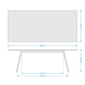 Table Viggo Chêne partiellement massif / Linoléum - Vert olive / Chêne - 200 x 90 cm