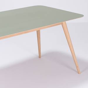 Table Viggo Chêne partiellement massif / Linoléum - Vert olive / Chêne - 200 x 90 cm