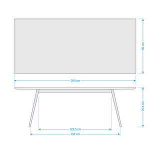 Eettafel Viggo deels massief eikenhout/linoleum - Petrolblauw/eikenhout - 200x90cm