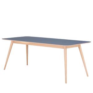 Table Viggo Chêne partiellement massif / Linoléum - Bleu pétrole / Chêne - 200 x 90 cm