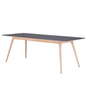Table Viggo Chêne partiellement massif / Linoléum - Anthracite / Chêne - 220 x 90 cm