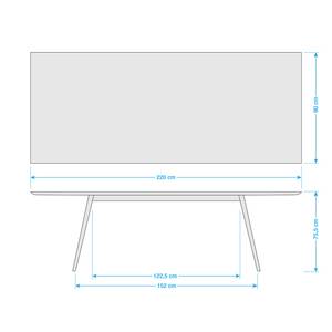 Eettafel Viggo deels massief eikenhout/linoleum - Petrolblauw/eikenhout - 220x90cm