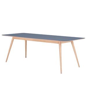 Table Viggo Chêne partiellement massif / Linoléum - Bleu pétrole / Chêne - 220 x 90 cm