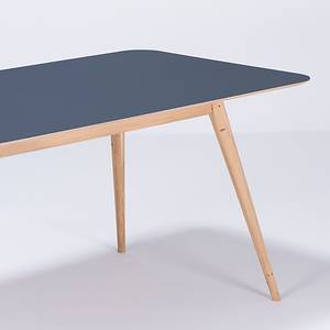 Table Viggo Chêne partiellement massif / Linoléum - Bleu pétrole / Chêne - 220 x 90 cm