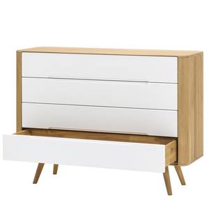 Commode Loca II Chêne sauvage partiellement massif - Blanc / Chêne sauvage