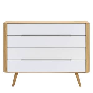 Commode Loca II Chêne sauvage partiellement massif - Blanc / Chêne sauvage