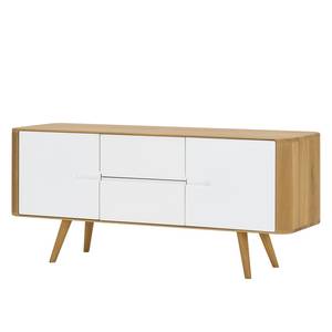 Sideboard Loca I Wildeiche massiv - Weiß / Wildeiche - Breite: 135 cm