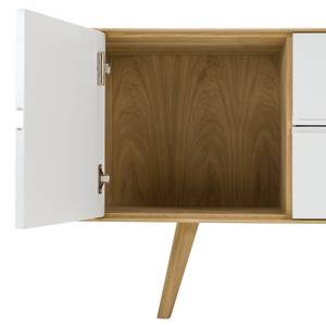 Dressoir Loca I massief wild eikenhout - Wit/wild eikenhout - Breedte: 135 cm