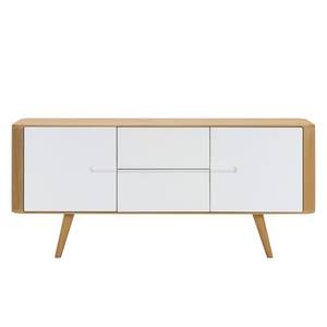 Sideboard Loca I Wildeiche massiv - Weiß / Wildeiche - Breite: 135 cm