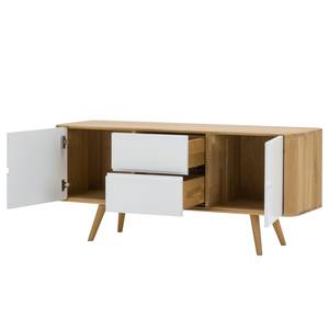 Dressoir Loca I massief wild eikenhout - Wit/wild eikenhout - Breedte: 135 cm