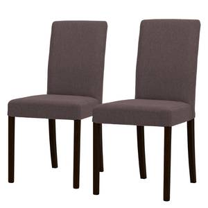 Chaises rembourrées Corinna (lot de 2) Tissu - Tissu Suria : Marron foncé - Hêtre