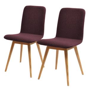 Gestoffeerde stoelen Loca massief eikenhout - Stof Muya: Aubergine