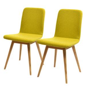 Gestoffeerde stoelen Loca massief eikenhout - Stof Muya: Geel