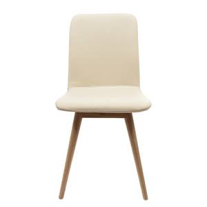 Chaises rembourrées Loca (lot de 2) Chêne massif - Cuir Tupi : Crème