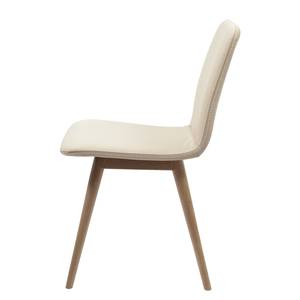 Chaises rembourrées Loca (lot de 2) Chêne massif - Cuir Tupi : Crème