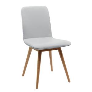 Gestoffeerde stoelen Loca massief eikenhout - Leer Tupi: Lichtgrijs