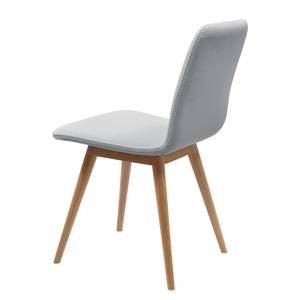 Gestoffeerde stoelen Loca massief eikenhout - Leer Tupi: Lichtgrijs