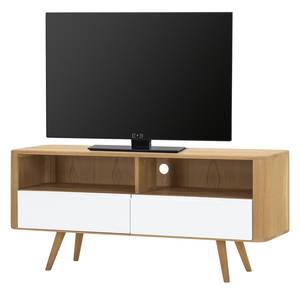 Tv-meubel Loca IV deels massief wild eikenhout - Wit/wild eikenhout