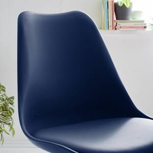 Chaise LINDHOLM Matière synthétique / Hêtre massif - Bleu foncé - Lot de 2