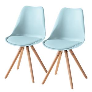 Chaise LINDHOLM Matière synthétique / Hêtre massif - Bleu glacier - Lot de 2