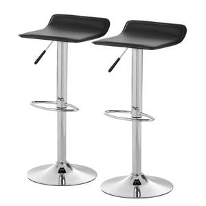 Tabourets de bar Soraia (lot de 2) Imitation cuir - Noir / Chrome