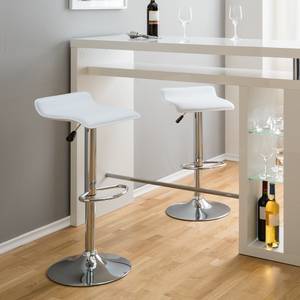 Tabourets de bar Soraia (lot de 2) Imitation cuir - Blanc / Chrome