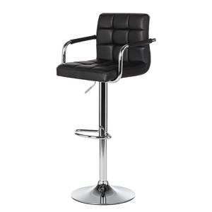 Chaise de bar Fitzgerald Imitation cuir - Noir / Chrome - 1 chaise