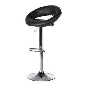 Chaise de bar Hemingway Imitation cuir - Noir / Chrome - 1 chaise