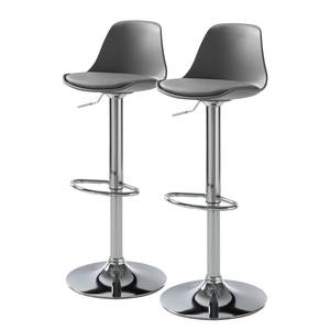 Chaises de bar Batya (lot de 2) Matière synthétique / Acier inoxydable - Gris