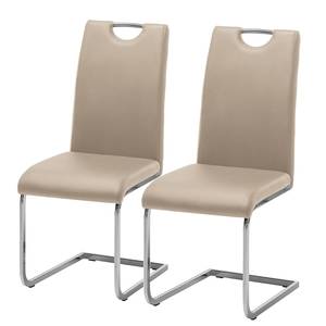 Chaise cantilever Pasala Imitation cuir - Cappuccino - Lot de 2