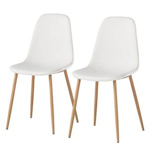 Chaise capitonnée Iskmo Imitation cuir - Blanc - Lot de 2