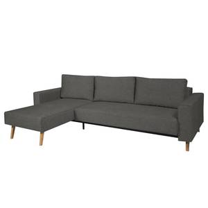 Canapé d'angle Topas Avec fonction couchage - Tissu - Tissu Zahira : Anthracite - Méridienne courte à gauche (vue de face)