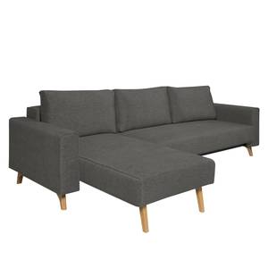 Canapé d'angle Topas Avec fonction couchage - Tissu - Tissu Zahira : Anthracite - Méridienne courte à gauche (vue de face)