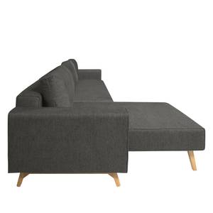 Ecksofa Topas (mit Schlaffunktion) Webstoff - Stoff Zahira: Anthrazit - Longchair davorstehend links