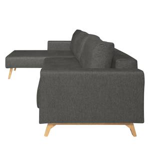 Canapé d'angle Topas Avec fonction couchage - Tissu - Tissu Zahira : Anthracite - Méridienne courte à gauche (vue de face)