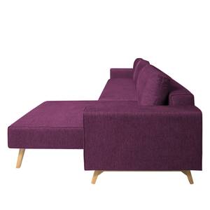 Ecksofa Topas (mit Schlaffunktion) Webstoff - Stoff Zahira: Aubergine - Longchair davorstehend rechts