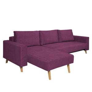 Ecksofa Topas (mit Schlaffunktion) Webstoff - Stoff Zahira: Aubergine - Longchair davorstehend links