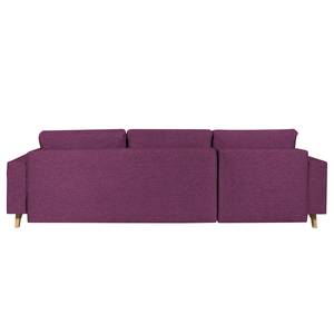 Ecksofa Topas (mit Schlaffunktion) Webstoff - Stoff Zahira: Aubergine - Longchair davorstehend links