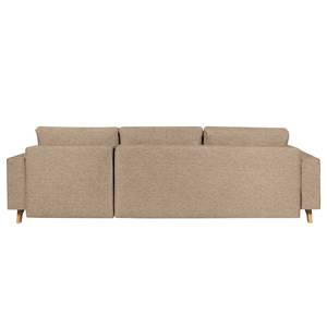 Ecksofa Topas (mit Schlaffunktion) Webstoff - Stoff Zahira: Beige-Grau - Longchair davorstehend rechts