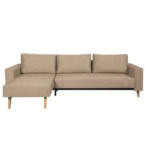 Ecksofa Topas (mit Schlaffunktion) Webstoff - Stoff Zahira: Beige-Grau - Longchair davorstehend links