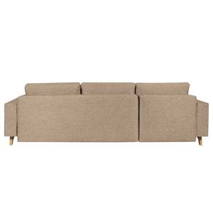 Ecksofa Topas (mit Schlaffunktion) Webstoff - Stoff Zahira: Beige-Grau - Longchair davorstehend links