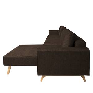 Ecksofa Topas (mit Schlaffunktion) Webstoff - Stoff Zahira: Braun - Longchair davorstehend rechts