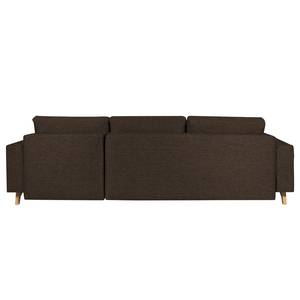 Ecksofa Topas (mit Schlaffunktion) Webstoff - Stoff Zahira: Braun - Longchair davorstehend rechts