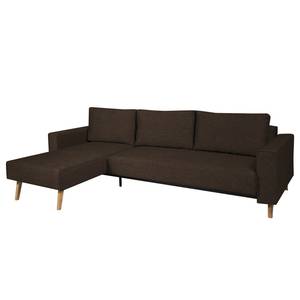 Ecksofa Topas (mit Schlaffunktion) Webstoff - Stoff Zahira: Braun - Longchair davorstehend links