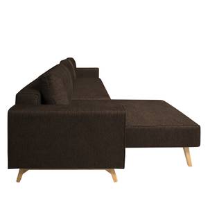 Ecksofa Topas (mit Schlaffunktion) Webstoff - Stoff Zahira: Braun - Longchair davorstehend links